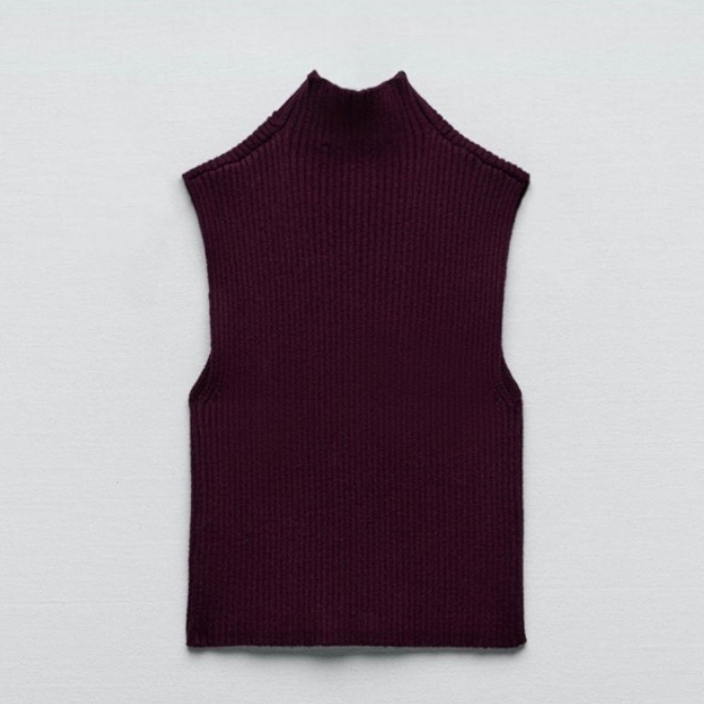 Zara Sleeveless Cropped Ribbed Turtleneck
